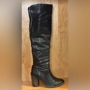 Vince Camuto Malaya Over The Knee Black Leather Boots Block Heel Women’s Size 9